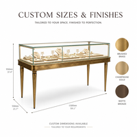 Comptoir de présentation de bijoux vintage en or antique sur mesure avec plateau en verre pour magasin de bijoux en gros