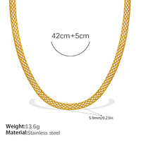 Conjunto de Collar y Pulsera de Acero Inoxidable con Malla Tejida, Estilo Correa de Reloj Hueca, Joyería para Mujer