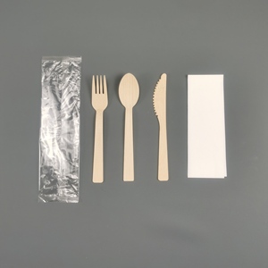 أدوات مائدة من الخيزران صديقة للبيئة تشمل سكين وشوكة وملعقة - للمطاعم والحفلات، أدوات طعام قابلة للتحلل - Product Image 3