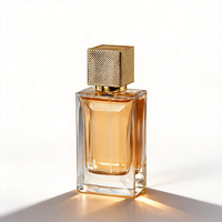 Nouvelle conception professionnelle, flacon de parfum vide 50 ml, flacons en verre transparent rectangulaires convexes à facettes de luxe pour personnalisation de marque