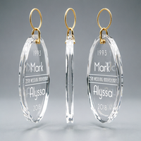 Adorno de Cristal Óptico Transparente Ovalado, Recuerdo Personalizado de Aniversario para Parejas, Decoración Navideña
