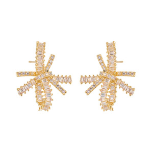 Star Stud <b>Earrings</b> Gold Plated Zirconium Channel Setting 925 Silver <b>Posts</b> Fashion Jewelry - Product Image 5