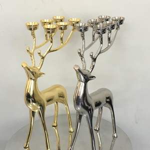 Support de bougie en métal cristal fait main de luxe argenté, décoration de mariage et de Noël - Product Image 3