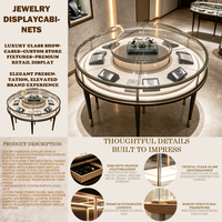 Vitrine de présentation de bijoux de luxe, comptoir circulaire en verre trempé pour bijoux avec tiroirs de rangement et éclairage LED