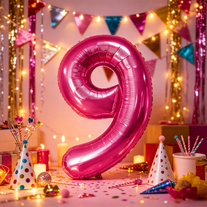 Party Love Made from sturdy foil that resists tearing and maintains its shape Balloon Numero Fuchsia N9 100cm 12 pcs Bag - Product Image 5