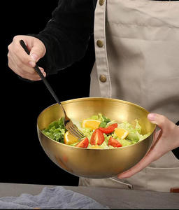 Bols à mélanger en acier inoxydable doré et argenté de 15 cm, bols à salade empilables, bols à collation - Product Image 4
