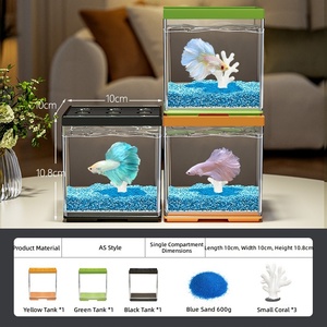 Nouvel aquarium carré empilable pour poissons Betta 2026 en AS et PP - Aquarium de bureau ultra-transparent à 95 % avec conception modulaire DIY - Product Image 3