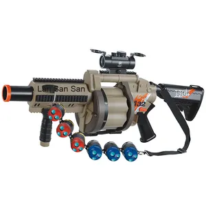 Pistola de juguete para niños de alta calidad y alta calidad, lanzacohetes de seis balas blandas, material plástico/EVA/PC - Product Image 1