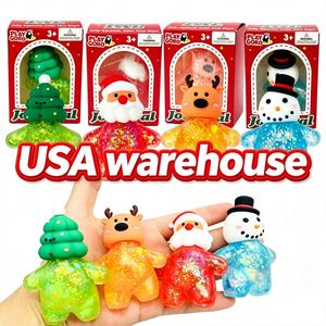 Entrepôt USA Joyeux Noël Personnages miniatures familiaux Squishy remplis de Maltose et de paillettes, à remontée lente, jouet anti-stress, cadeau - Product Image 1