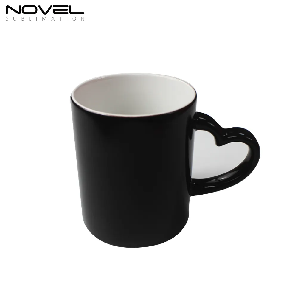 Personality Dye-Sublimation 11 Ounce Black Red Color Changing Mug Blank Magic Ceramic Mug Heat Sensitive Coffee Cups