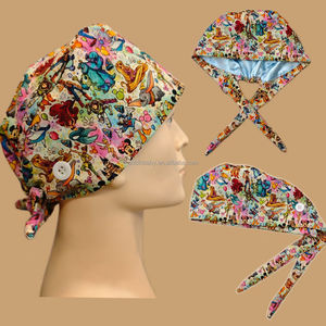 Gorros de Enfermera con Logotipo Personalizado, Diseño de Dibujos Animados, Gorros Quirúrgicos con Lazo Trasero con Estampado de Calavera Masculina, Gorros de Hospital Ajustables y Lavables - Product Image 2