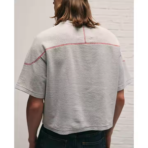 T-shirt Homme Oversize en Coton <span class=keywords><strong>Col</strong></span> Rond, Coupe Épaules Tombantes, Style Streetwear Rétro, Lavage Intense, Personnalisable, Haute Qualité - Product Image 2