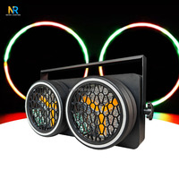 Lumière rétro LED COB 2*50W avec anneau LED RGB, éclairage rétro COB à 2 yeux pour public