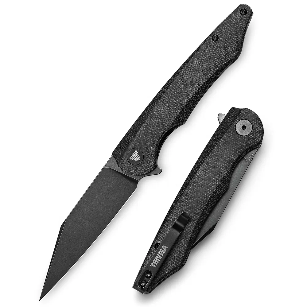 Black 14c28n Stonwashed Blade Micarta Handle Folding Camping Cutter Pocket Outdoor Hunting Ball Bearing Tactical Knife with Clip