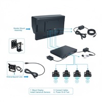 Système de stationnement à capteur radar numérique avec moniteur AHD 7 pouces | 4 capteurs ultrasoniques de détection d'obstacles pour camion et bus, caméra de recul 9-36V
