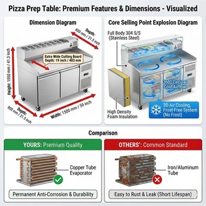 Vetrina Refrigerata <span class=keywords><strong>da</strong></span> Banco per Condimenti Pizza con Contenitori in Acciaio Inox - Product Image 6