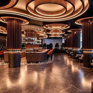 Diseño de Interiores de Bar y Restaurante de Lujo Estilo Art Deco |   Solución Llave en Mano para Mobiliario de Restaurantes y Salones, con Acabados en Mármol, Madera y Latón - Product Image 2