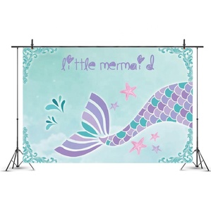 7x5ft Putri Duyung Fotografi Backdrop Pesta Putri Ungu Berwarna Merah Muda Putri Duyung Timbangan Silau Glitter Dekorasi Ulang Tahun Spanduk - Product Image 1