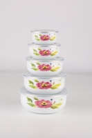 Lot de casseroles en métal émaillé antidérapantes, compatibles induction, résistantes à la chaleur, avec couvercles en silicone pour la conservation des aliments