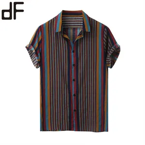 T-Shirt homme Großhandel Hanf Kleidung Hersteller übergroße T-Shirts Baumwolle gestreifte Männer kurz ärmel ige trend ige T-Shirt