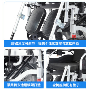 High Back Electric Wheelchair With Reclining <b>Backrest</b> Adjustable Footrest Automatic Brake Full Function - Product Image 3