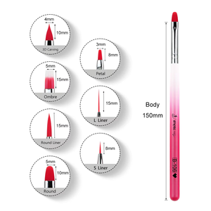 Lot de 7 pinceaux à <span class=keywords><strong>ongles</strong></span> multifonctionnels en acrylique dégradé pour le nail art et le gel, outils de dessin pour <span class=keywords><strong>ongles</strong></span>, fournisseur en gros - Product Image 6