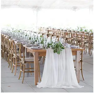 10ft White Chiffon Overlay Romantic Boho Rustic Sheer Bridal Shower Decorative Wedding Table Runner