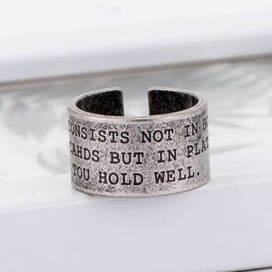 Stainless Steel Wide Face <b>Ring</b> With English Letter Inspiration For Men Gift Jewelry - Product Image 2