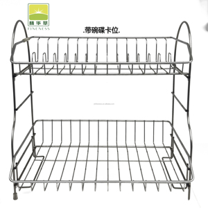 Escurridor de Acero Inoxidable de 2 Niveles para Cocina, Organizador del Hogar con Ranura para Tarjetas, Almacenamiento de Platos y Vajilla, Doble Capa - Product Image 4