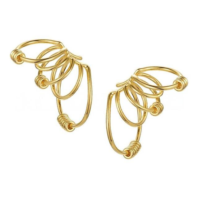Trendy Durable 18K Gold Plated Brass Multiple Intertwined Loops Wire - Wrapped Ear Cuffs for Non Pierced Ears for Unisex