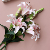 Hochwertige 2-köpfige Lilie künstliche PU weiß rosa Blume Real Touch Hochzeit Tisch dekoration Party Valentinstag Home Decor