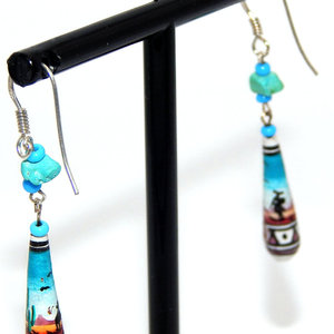 . 925 argento Sterling & turchese con Design desertico orecchini pendenti - Product Image 3