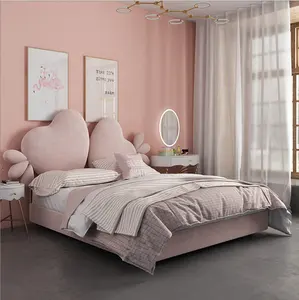 现代婴儿房卧室家具粉色男孩可爱双人儿童床卧室家具套装摇篮儿童单人床