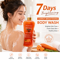 AESTHTANY Gel Douche Réparateur Éclaircissant et Nourrissant à la Carotte 7 Jours 1000ml, Lavant Corporel à la Menthe Poivrée avec Contrôle du Sébum et Exfoliation