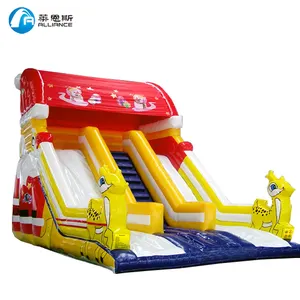 Khuyến Mãi Giáng Sinh Theme Inflatable Slides 3 Lanes Inflatable Moon Walk Slides Để Bán