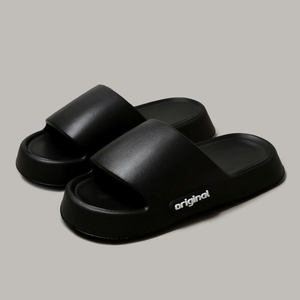 Sandalias de una Pieza con Suela Gruesa y Acolchada, Punta Abierta, con Letras Impresas en el Lateral, para Parejas, Uso Doméstico de Verano - Product Image 4