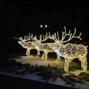 Customized Huge Outdoor Street Mall Decorations Light Up Led Christmas Deer Motif Light