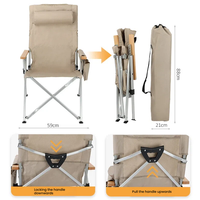 Chaise inclinable portable en aluminium pour l'extérieur avec accoudoirs réglables pour la pêche, le camping, les pique-niques et les loisirs