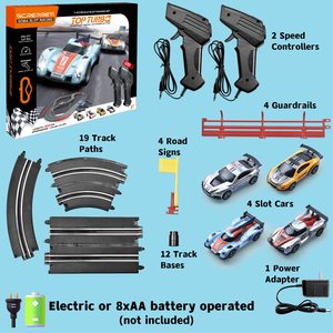 A49-12 Mini voitures électriques en plastique à fente, échelle 1:43, ensembles de pistes de <span class=keywords><strong>course</strong></span> à construire soi-même, <span class=keywords><strong>jouets</strong></span> éducatifs pour enfants - Product Image 4
