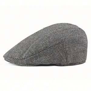 Hot Selling Spring Autumn <b>Men</b> Beret Hat Outdoor Casual Striped Vintage <b>Flat</b> Top <b>Cap</b> Ivy Hat - Product Image 2