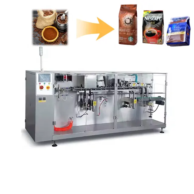 수평 전체 자동 커피 분말 파우치 Doy 팩 Premade 가방 충전 포장 기계