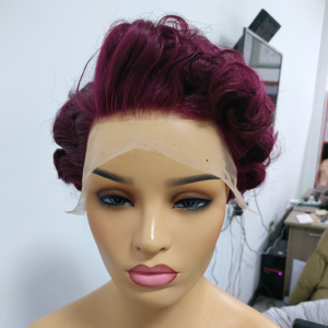 Amara Giao Hàng Nhanh Perruque Pixie Xoăn Bán Buôn Pixie Đỏ Rẻ Hơn Pixie Ngắn Xoăn <span class=keywords><strong>Bob</strong></span> 99j Màu Trong Hàng Thanh Đảo - Product Image 3