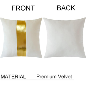 Fundas de almohada de terciopelo con costuras de cuero, funda de almohada cuadrada minimalista moderna, funda de cojín dorada y crema de lujo para sofá - Product Image 4