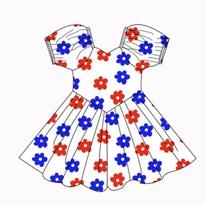 Ruidian Summer Milk Silk Dress for <strong>Little</strong> Girls Cute Casual Short-Sleeved Dress with <strong>Red</strong> &amp; Blue Independence Day Printed Pattern - Product Image 1