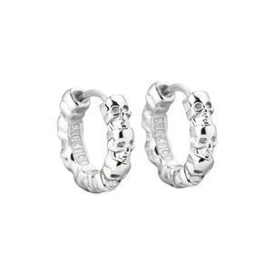 Pendientes de aro con forma de esqueleto EYCKIDD, chapados en oro blanco, estilo punk, joyería de moda unisex, aleación E3013 - Product Image 1