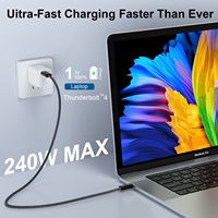 Câble de données USB4.0 PD 240W 5A à charge rapide 40 Gbit/s Type-C en nylon tressé pour mise en miroir d'écran 8K, caméra et scanner (vente en gros)