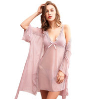 Ensemble de lingerie trois pièces pour femmes avec coussinets de poitrine, nuisette dos nu à col licou sans manches, allure nuptiale, hiver et été