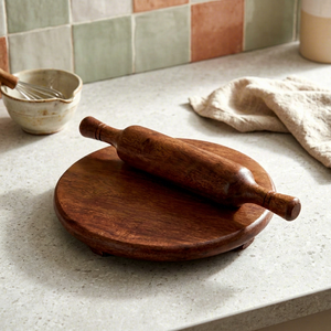 Ensemble Chakla Belan Traditionnel en Bois de Mangue Fait Main, Planche à Rouler pour Chapati, Roti, Paratha, Essentiels de Cuisine, Outils et Ustensiles - Product Image 1