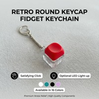 Porte-clés rétro rond avec capuchon de touche, testeur de commutateur de clavier, jouet anti-stress avec LED en option, cadeau