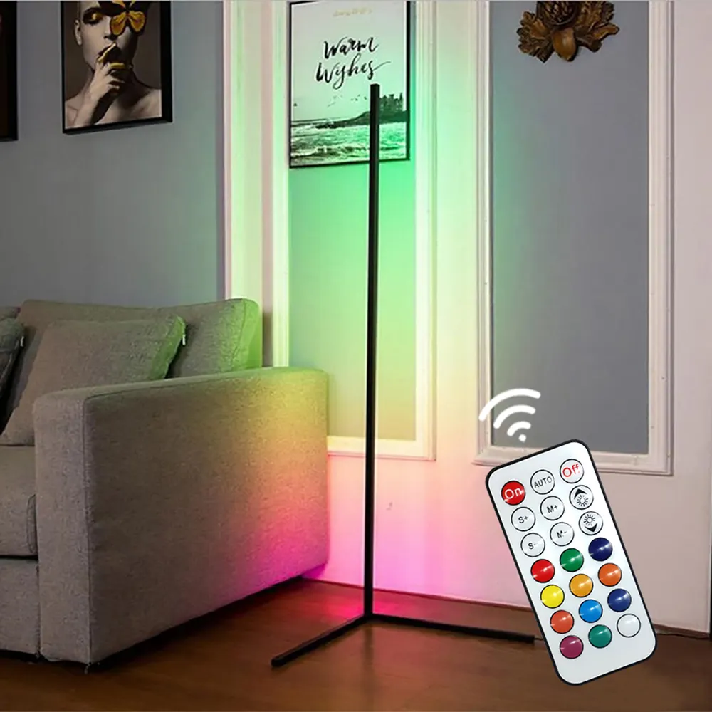 1.4m LED cambia colore luce angolare ambientale RGB telecomando colorato lampada da terra lampada da terra decorativa a led illuminata